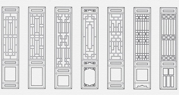 石屏常用中式仿古花窗图案隔断设计图